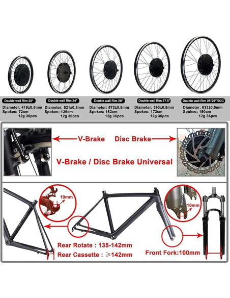 Kit Conversión Bicicleta Eléctrica DEMITER 48V 1000W 1500W
