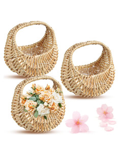 Paquete de 3 Cestas de Mimbre Agolctry para Niña de Flores