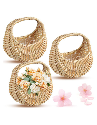 Paquete de 3 Cestas de Mimbre Agolctry para Niña de Flores