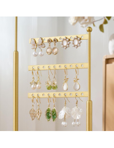 Soporte organizador de joyas Pickpiff 3 niveles dorado y blanco 2