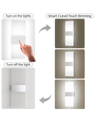 Apliques de Pared LED MEHIDFY 2 Unidades Regulables Blanco
