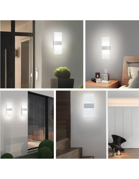 Apliques de Pared LED MEHIDFY 2 Unidades Regulables Blanco Apliques de Pared LED MEHIDFY 2 Unidades Regulables Blanco