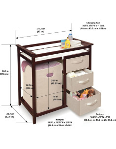 Mesa de Cambio Moderna Badger Basket Cereza/Ecru 87x52cm 2