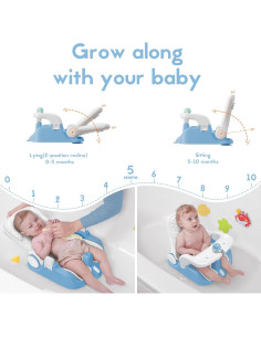 Asiento de Baño para Bebés BabyBond BB1002 Azul, 3 Modos Ajustables 2