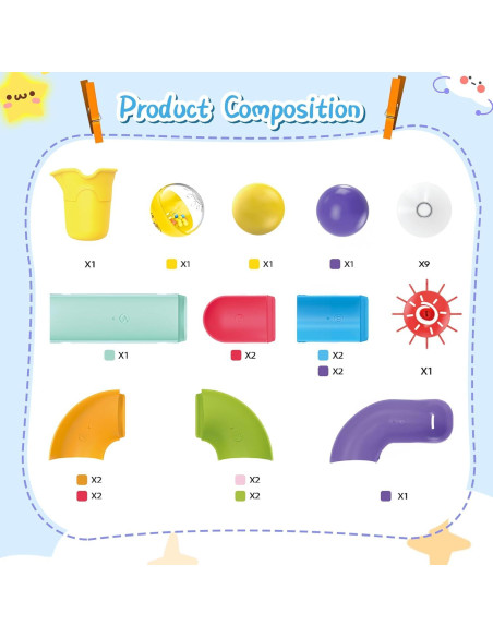 Juguetes de Baño Taseyok Pista de Bolas 28 cm para Niños