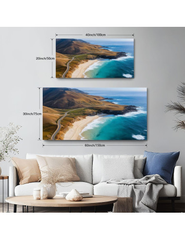 Pintura en Lienzo Big Sur 50.8x101.6 cm - Arte Moderno Enmarcado