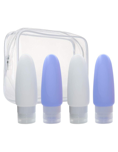Botellas de Viaje Silicona 3oz A Prueba de Fugas TSA - 4 Pcs