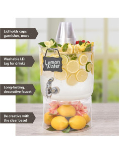 Dispensador de Bebidas Buddeez 2 Galones con Tapa y Soporte 2