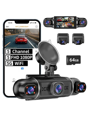 Cámara de tablero 5 canales Pahaa FHD 1080P WiFi visión nocturna