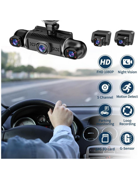 Cámara de tablero 5 canales Pahaa FHD 1080P WiFi visión nocturna