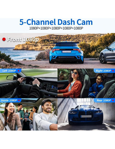 Cámara de tablero 5 canales Pahaa FHD 1080P WiFi visión nocturna