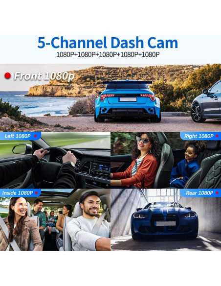 Cámara de tablero 5 canales Pahaa FHD 1080P WiFi visión nocturna