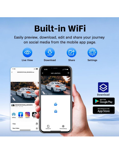 Cámara de tablero 5 canales Pahaa FHD 1080P WiFi visión nocturna