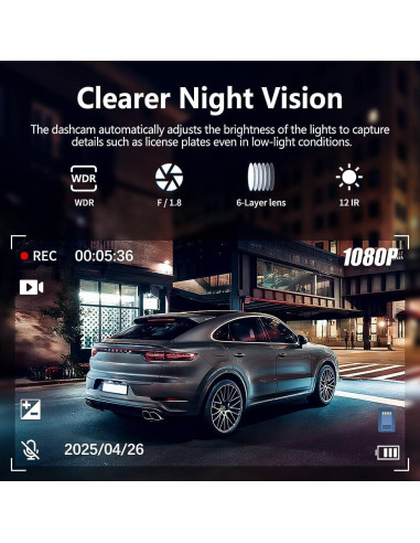 Cámara de tablero 5 canales Pahaa FHD 1080P WiFi visión nocturna