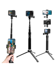 Palo Selfie AFAITH con Trípode para GoPro y Smartphones