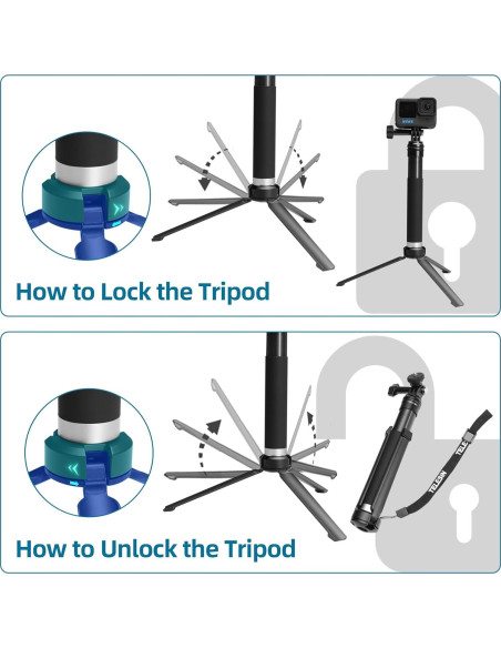 Palo Selfie AFAITH con Trípode para GoPro y Smartphones