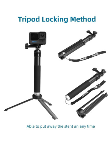 Palo Selfie AFAITH con Trípode para GoPro y Smartphones