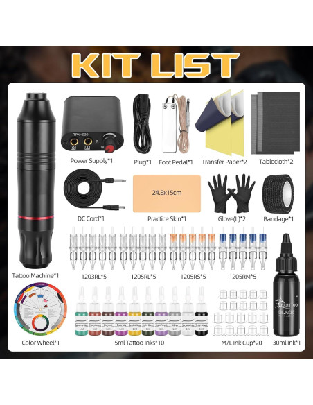 Kit de Tatuaje Completo BAMTTOO con Pluma y Accesorios
