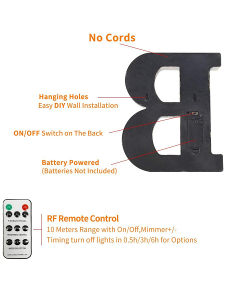 Luces de Letras LED Rdutuok para Bar y Fiesta - 23 cm