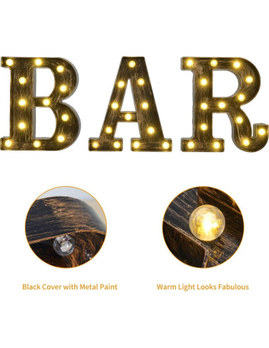 Luces de Letras LED Rdutuok para Bar y Fiesta - 23 cm