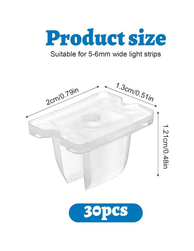 30 Clips de Montaje LED Impermeables Nogeqi para Cinta Neón