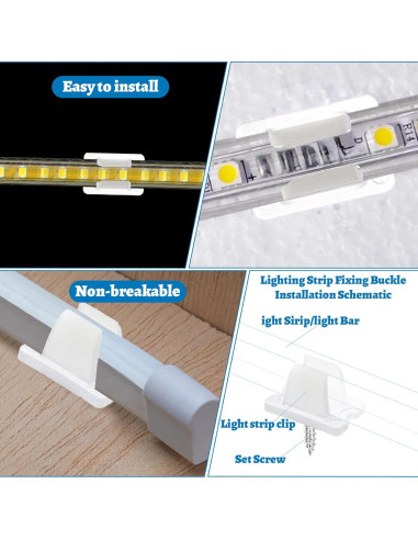 30 Clips de Montaje LED Impermeables Nogeqi para Cinta Neón