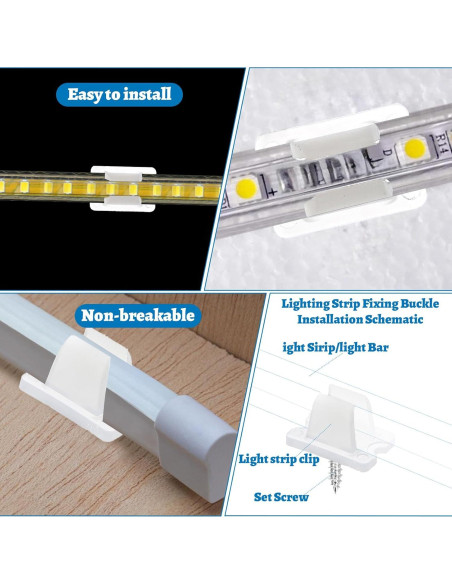 30 Clips de Montaje LED Impermeables Nogeqi para Cinta Neón