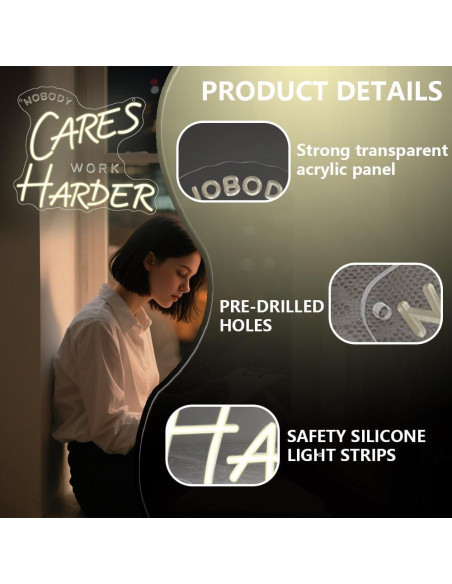 Luz LED Neón Motivacional BEISKAFNVSZ 35x30 cm USB