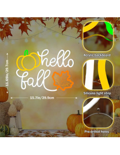 Señal LED Neón Hola Otoño FuugZze para Decoración de Pared 2