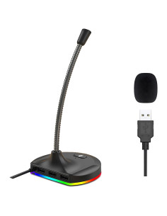 Micrófono USB Blapsuro M8 con Hub 3 Puertos y RGB