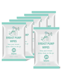 Paquete de 6 Toallitas de Limpieza para Extractores de Leche Verde - 120 Conteos