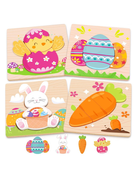 Rompecabezas de Madera Pascua LACCHOUFEE - 4 Piezas Educativas