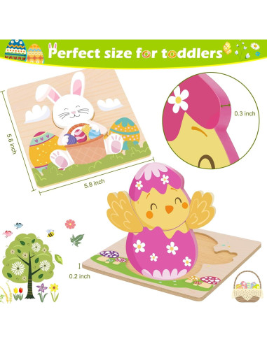 Rompecabezas de Madera Pascua LACCHOUFEE - 4 Piezas Educativas