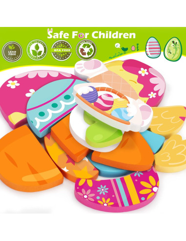 Rompecabezas de Madera Pascua LACCHOUFEE - 4 Piezas Educativas