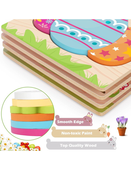 Rompecabezas de Madera Pascua LACCHOUFEE - 4 Piezas Educativas