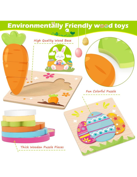 Rompecabezas de Madera Pascua LACCHOUFEE - 4 Piezas Educativas