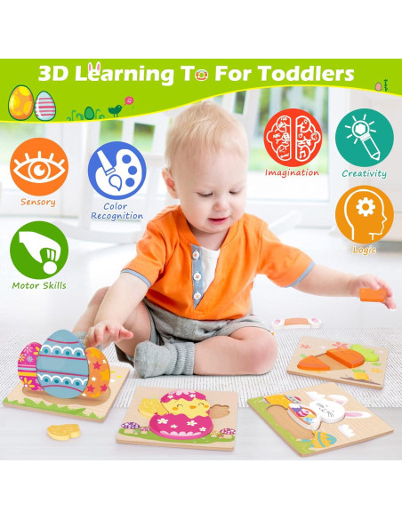 Rompecabezas de Madera Pascua LACCHOUFEE - 4 Piezas Educativas