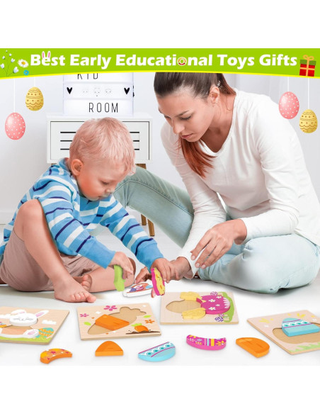 Rompecabezas de Madera Pascua LACCHOUFEE - 4 Piezas Educativas