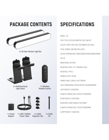 Barra de Luz LED Doble NEEWER L10 para Monitor 12W Bi Color