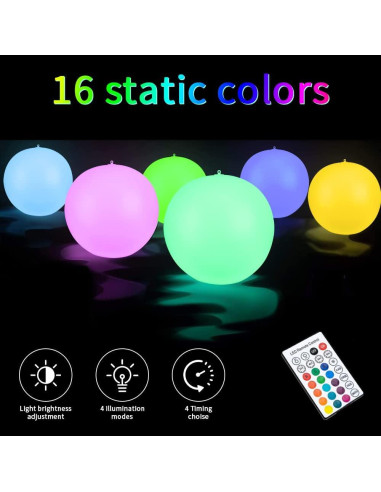 Luces de piscina flotantes LED Blibly 35.5 cm 4 unidades