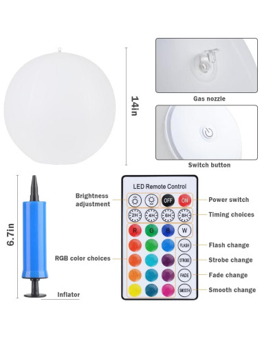 Luces de piscina flotantes LED Blibly 35.5 cm 4 unidades