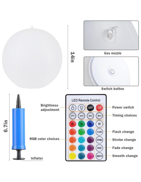 Luces de piscina flotantes LED Blibly 35.5 cm 4 unidades