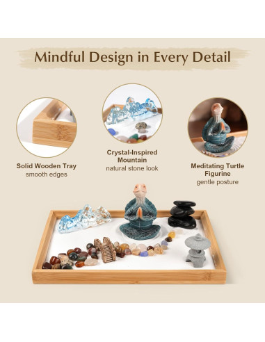 Jardín Zen de Escritorio FOLKOR LIFE con Tortuga Meditadora