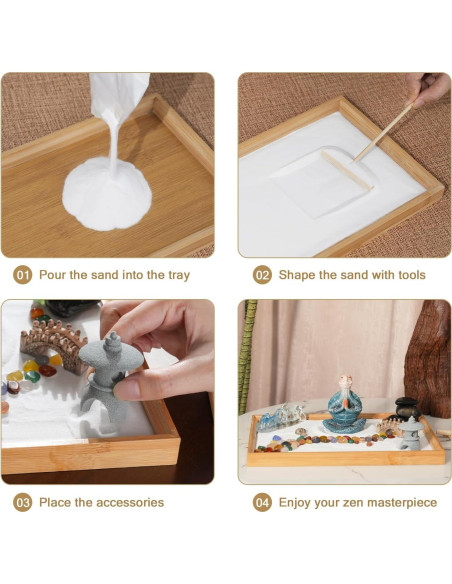 Jardín Zen de Escritorio FOLKOR LIFE con Tortuga Meditadora