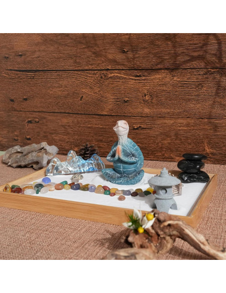 Jardín Zen de Escritorio FOLKOR LIFE con Tortuga Meditadora