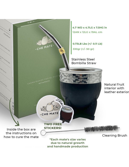 Juego de Taza de Yerba Mate Orgánica CHE MATE 10cm