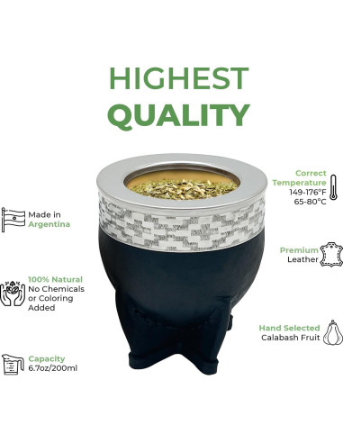 Juego de Taza de Yerba Mate Orgánica CHE MATE 10cm