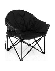Silla de Camping Plegable Giantex GX70502DK-PO Negra con Portavasos