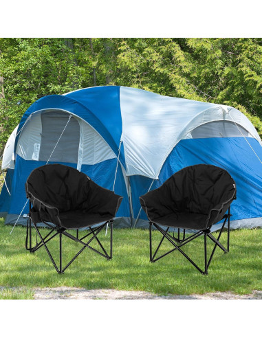 Silla de Camping Plegable Giantex GX70502DK-PO Negra con Portavasos