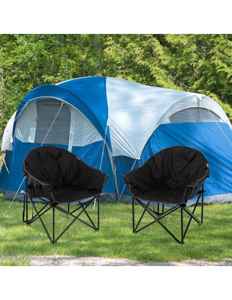Silla de Camping Plegable Giantex GX70502DK-PO Negra con Portavasos